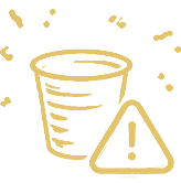 A drink cup with a warning triangle